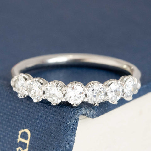 .61ctw Old European Cut Diamond Half-Hoop Band with Old European Cut Diamonds in platinum, antique-inspired one-of-a-kind wedding band
