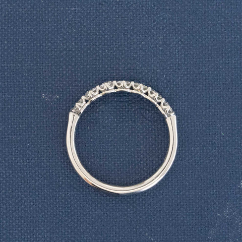Side view of .61ctw Old European Cut Diamond Half-Hoop Band, natural Earth-mined Old European Cut Diamonds in platinum