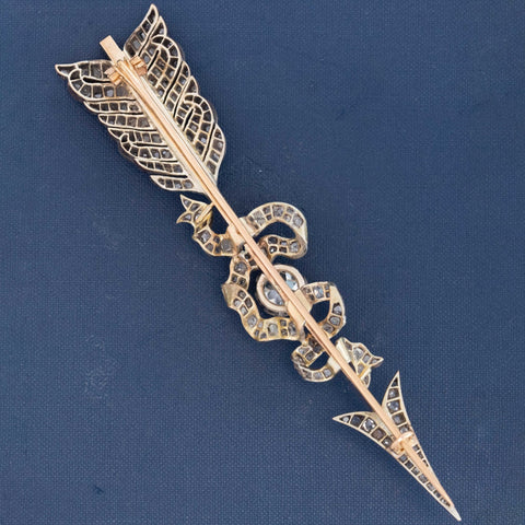 6.25ctw Edwardian Old Mine & Rose Cut Diamond Arrow Brooch, French