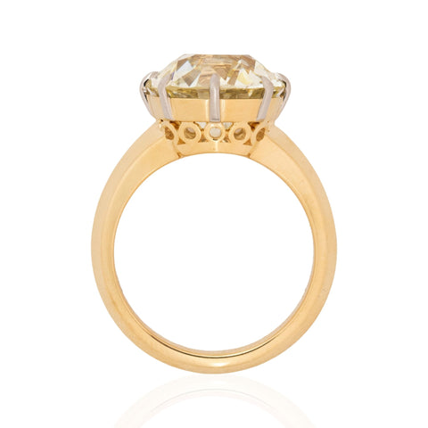 6.28ct old mine cut diamond solitaire ring in 18kt yellow gold and platinum, GIA – alternate view 5