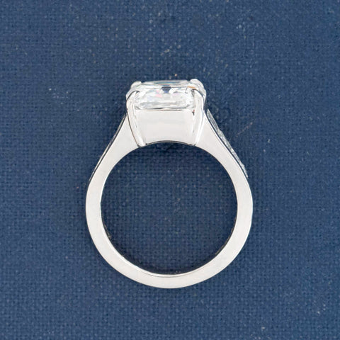 6.28ctw Cushion Cut & Baguette Diamond Ring, GIA H VS2