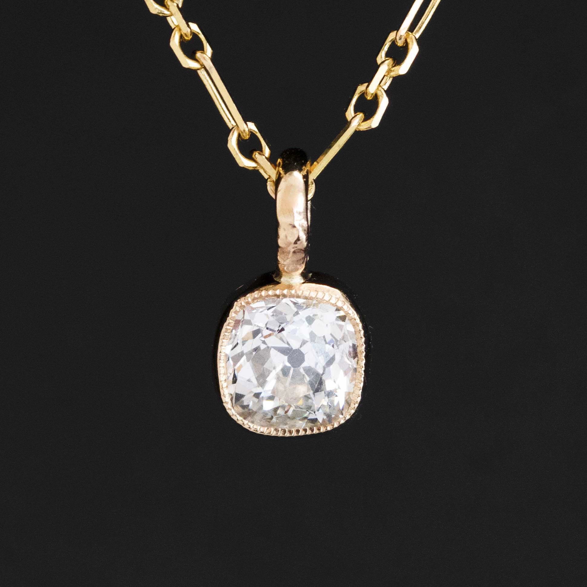 .62ct Old Mine Cut Diamond Bezel Pendant