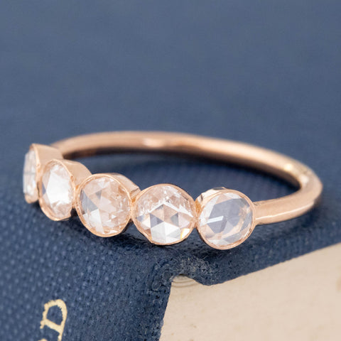 .62ctw Round Rose Cut Diamond 5-Stone Bezel Band