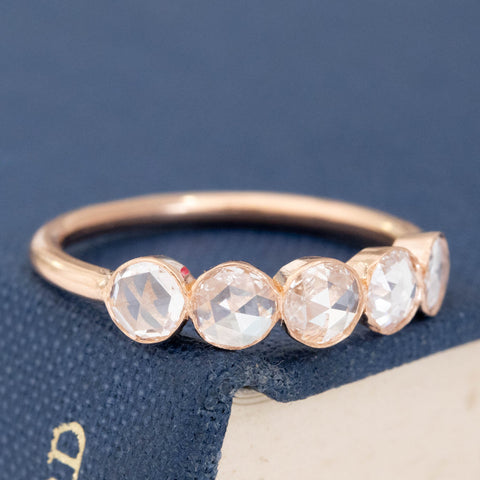 .62ctw Round Rose Cut Diamond 5-Stone Bezel Band