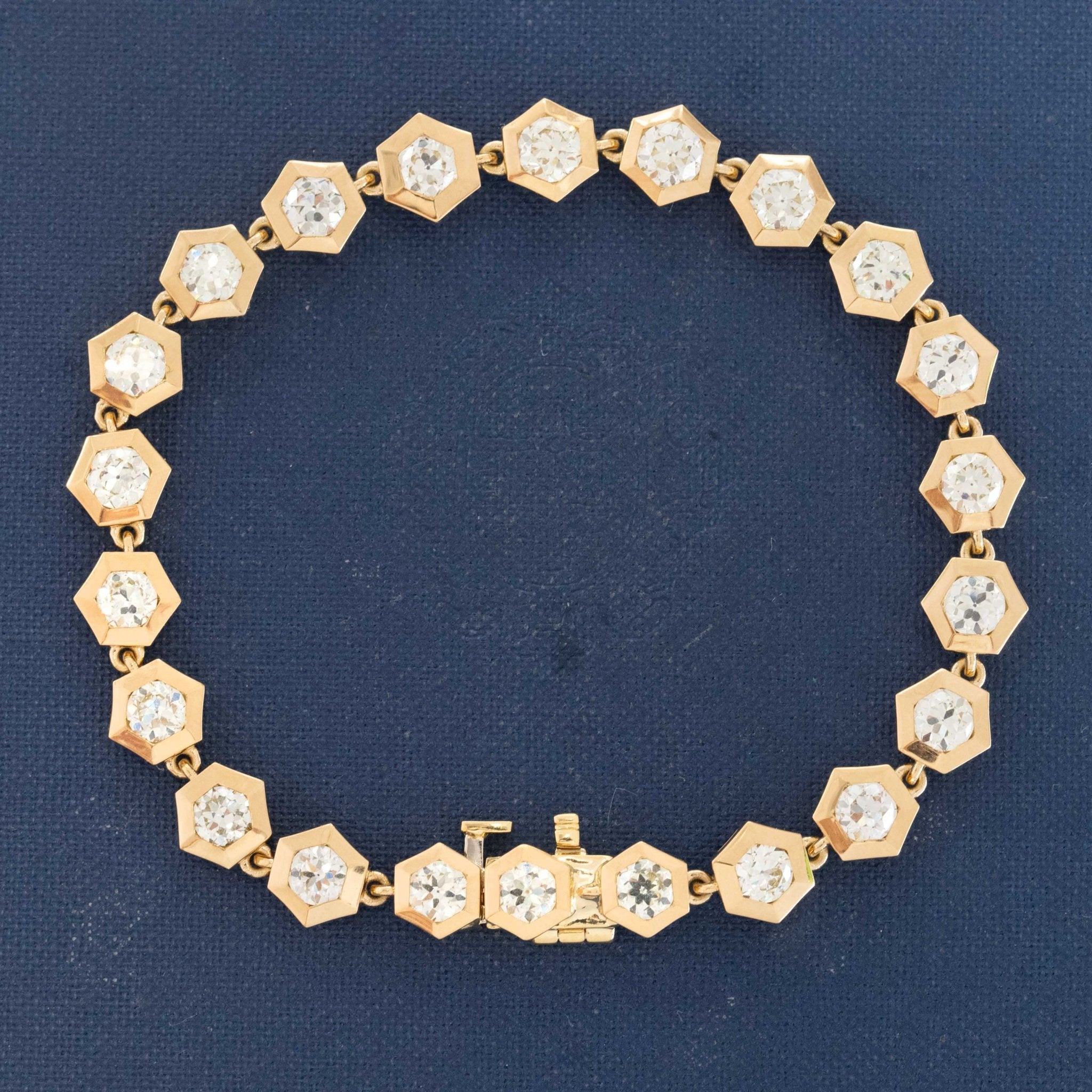 6.32ctw Old European Cut Diamond Hexagonal Bezel Bracelet