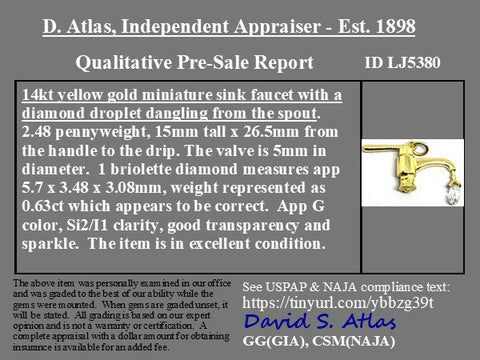 .63ct Briolette Cut Diamond Faucet Pendant