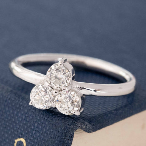 .63ctw Old European Cut Diamond Trilogy Ring