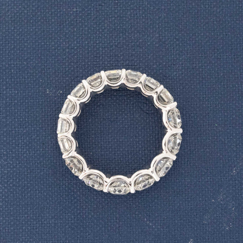 6.40ctw Emerald & Round Cut Diamond Eternity Band