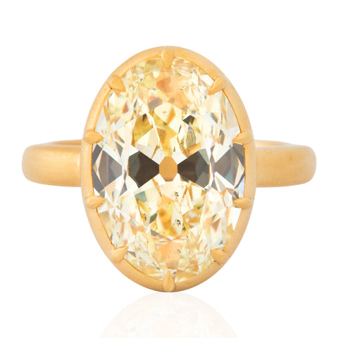 6.41ct Light Yellow Oval Cut Diamond Collet Solitaire, GIA