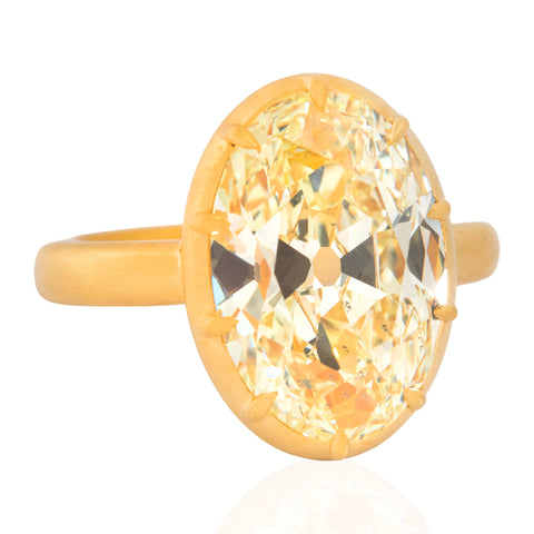 6.41ct Light Yellow Oval Cut Diamond Collet Solitaire, GIA