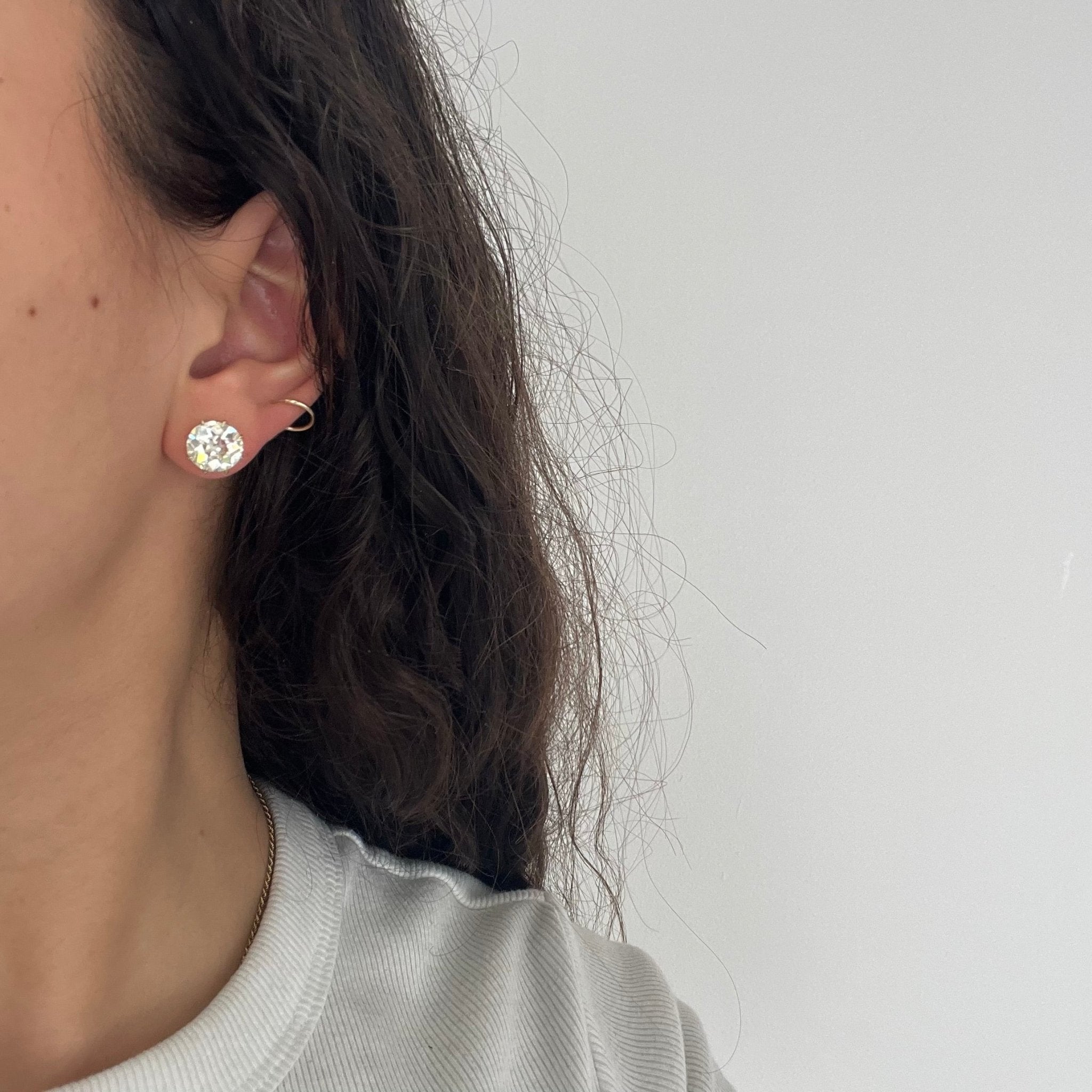 6.47ctw Old European Cut Diamond Stud Earrings