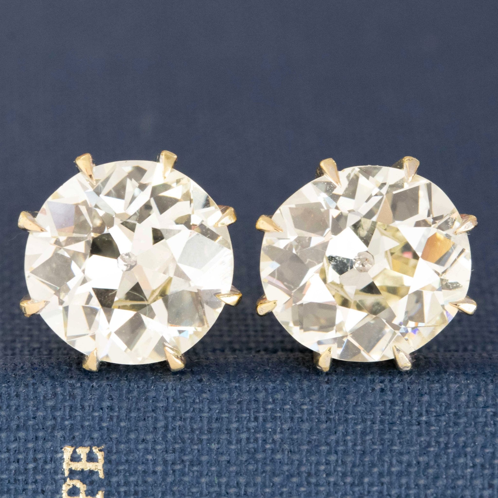 6.47ctw Old European Cut Diamond Stud Earrings. GIA