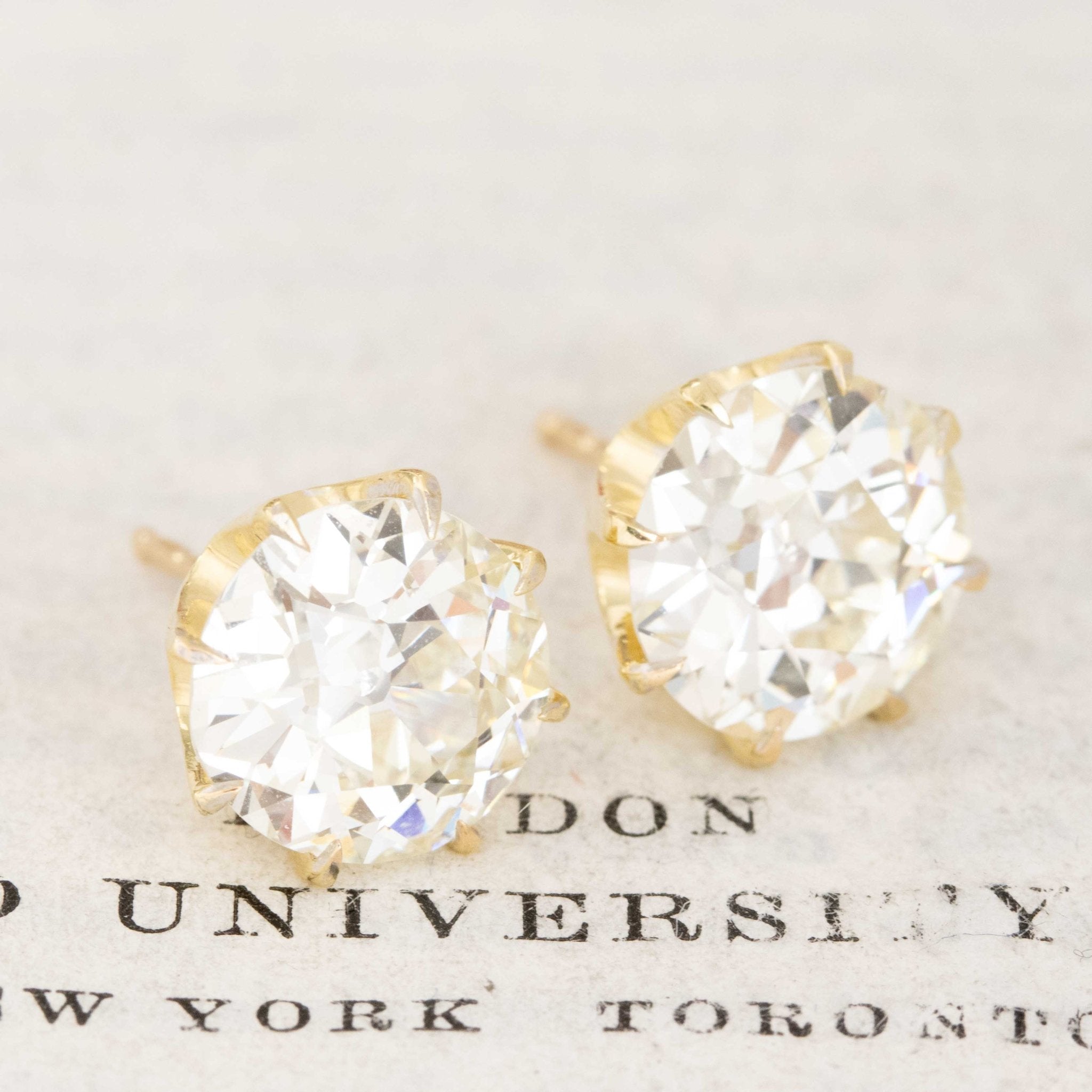 6.47ctw Old European Cut Diamond Stud Earrings