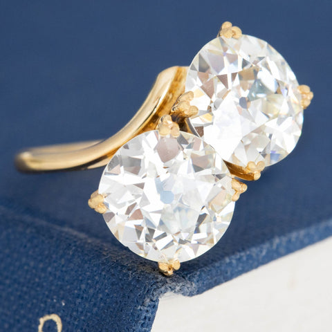 6.49ctw Old European Cut Diamond Toi et Moi Bypass Ring