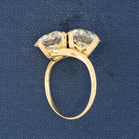 6.49ctw Old European Cut Diamond Toi et Moi Bypass Ring