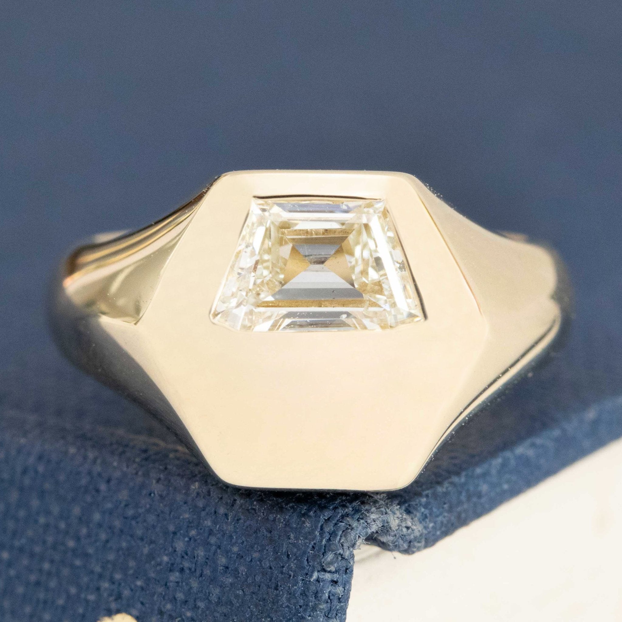 .64ct Trapezoid Cut Diamond Signet Ring