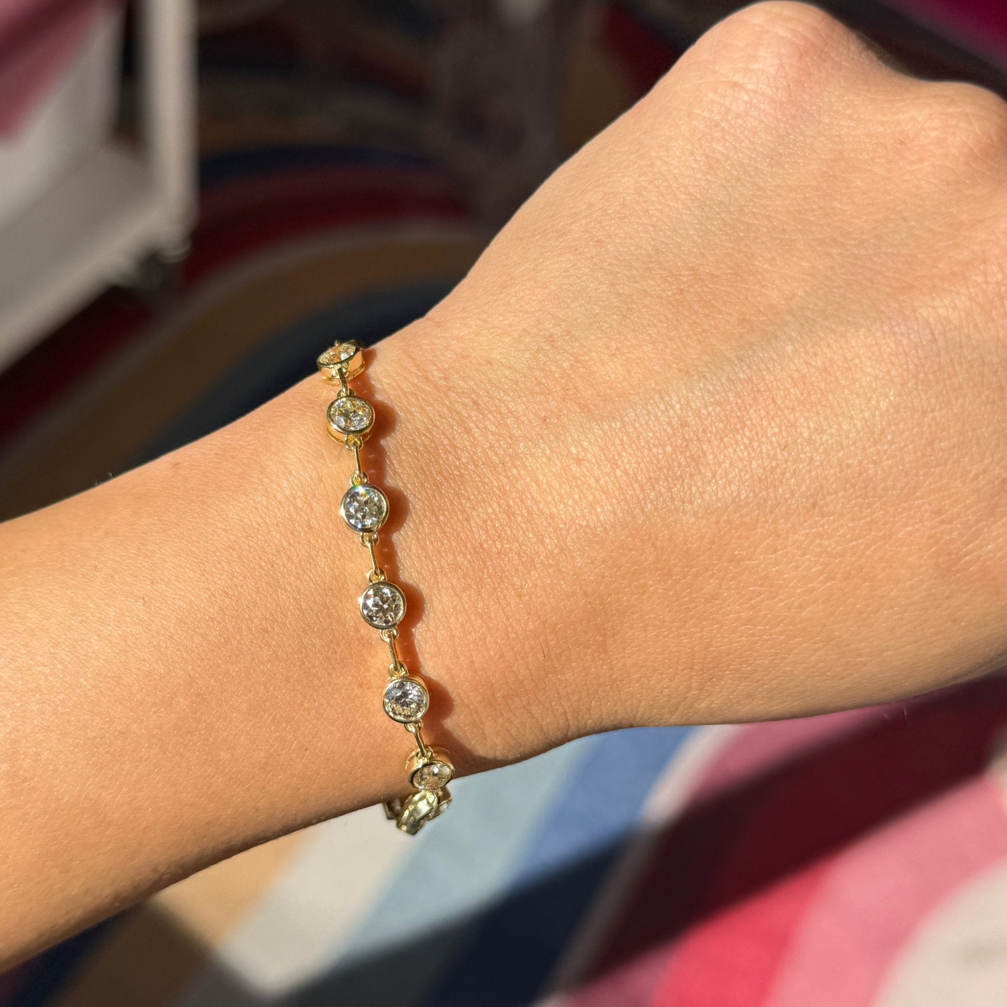 6.50ctw Old European Cut Diamond Bezel Bar Link Tennis Bracelet