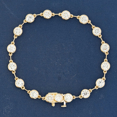 6.50ctw Old European Cut Diamond Bezel Bar Link Tennis Bracelet