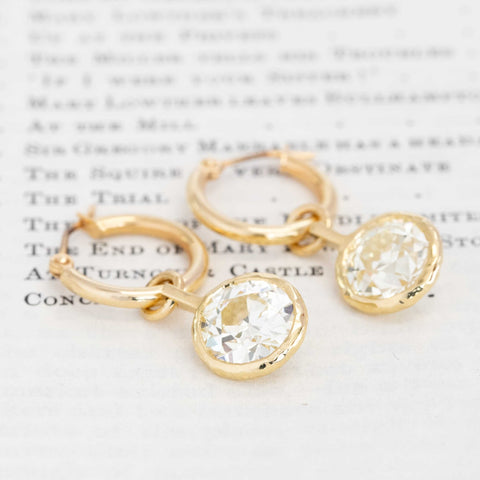 6.51ctw Old European Cut Diamond Bezel Earring "Charms", GIA