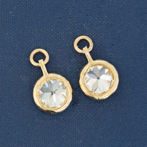 6.51ctw Old European Cut Diamond Bezel Earring "Charms", GIA