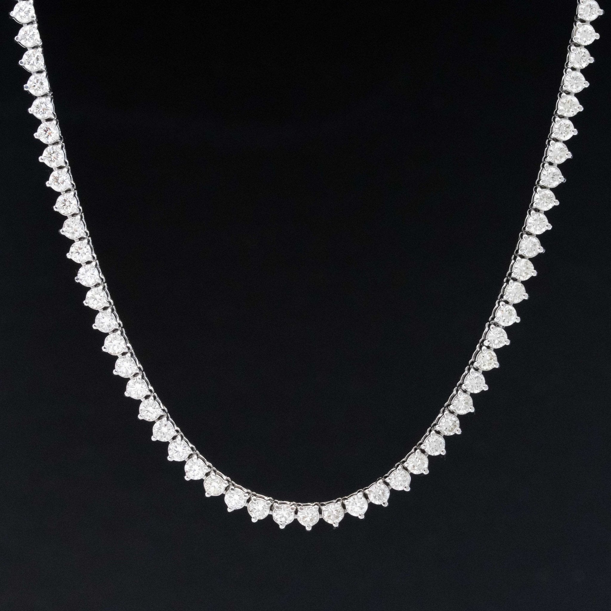 6.58ctw Round Brilliant Cut Diamond 3-Prong Tennis Necklace