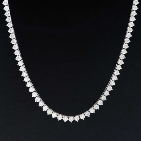 6.58ctw Round Brilliant Cut Diamond 3-Prong Tennis Necklace