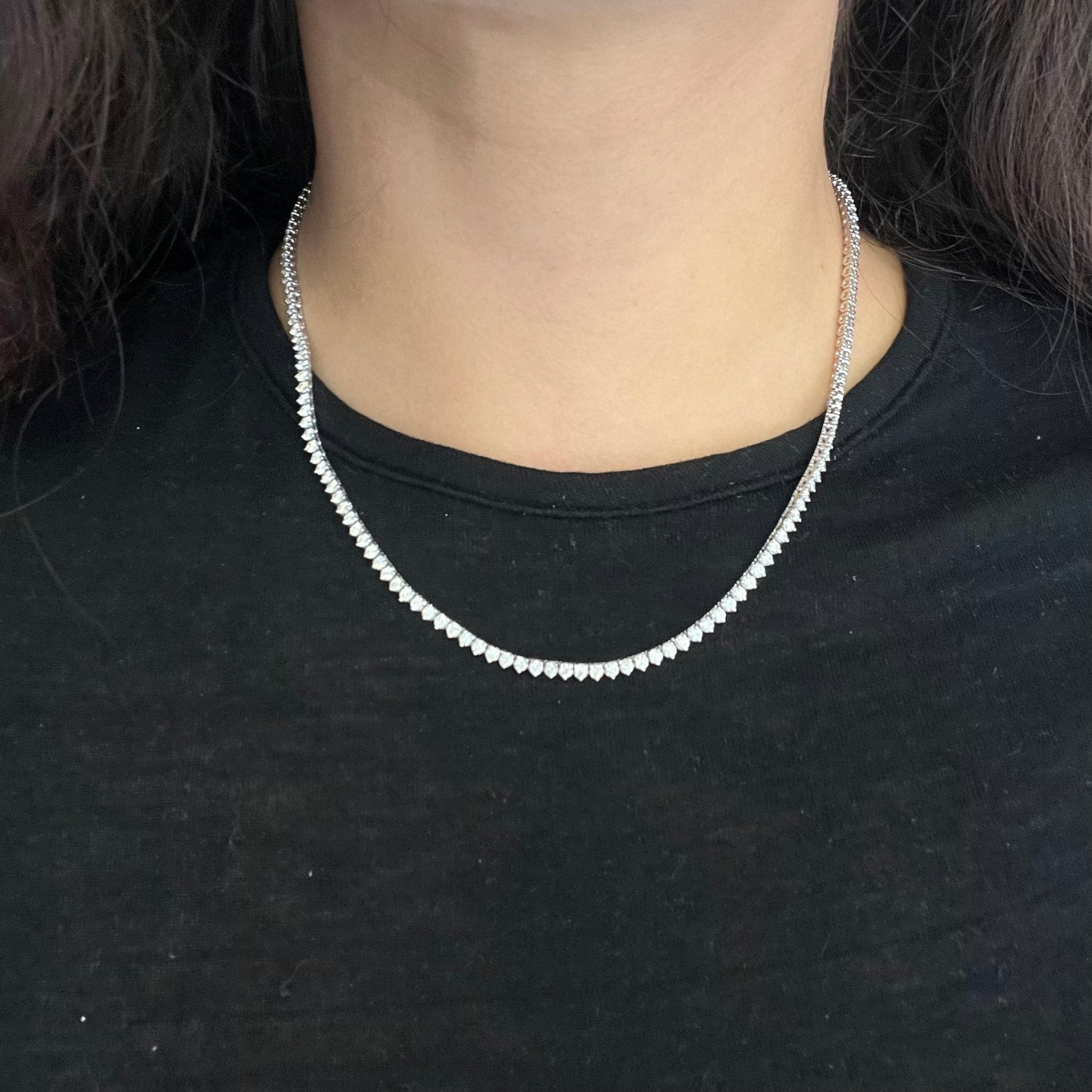 6.58ctw Round Brilliant Cut Diamond 3-Prong Tennis Necklace