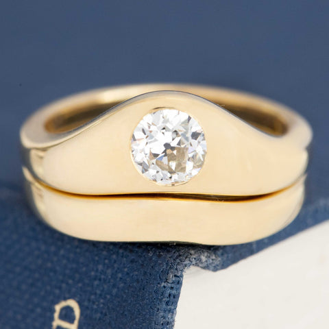 .65ct Old European Cut Diamond Wedding Set, GIA K VS2