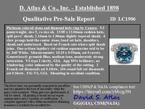 6.64ctw Aquamarine & Diamond Halo Ring by Canera