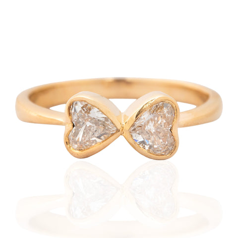 .67ctw Heart Cut Diamond Twin Stone Ring