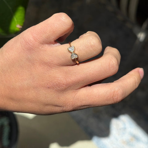 .67ctw Heart Cut Diamond Twin Stone Ring
