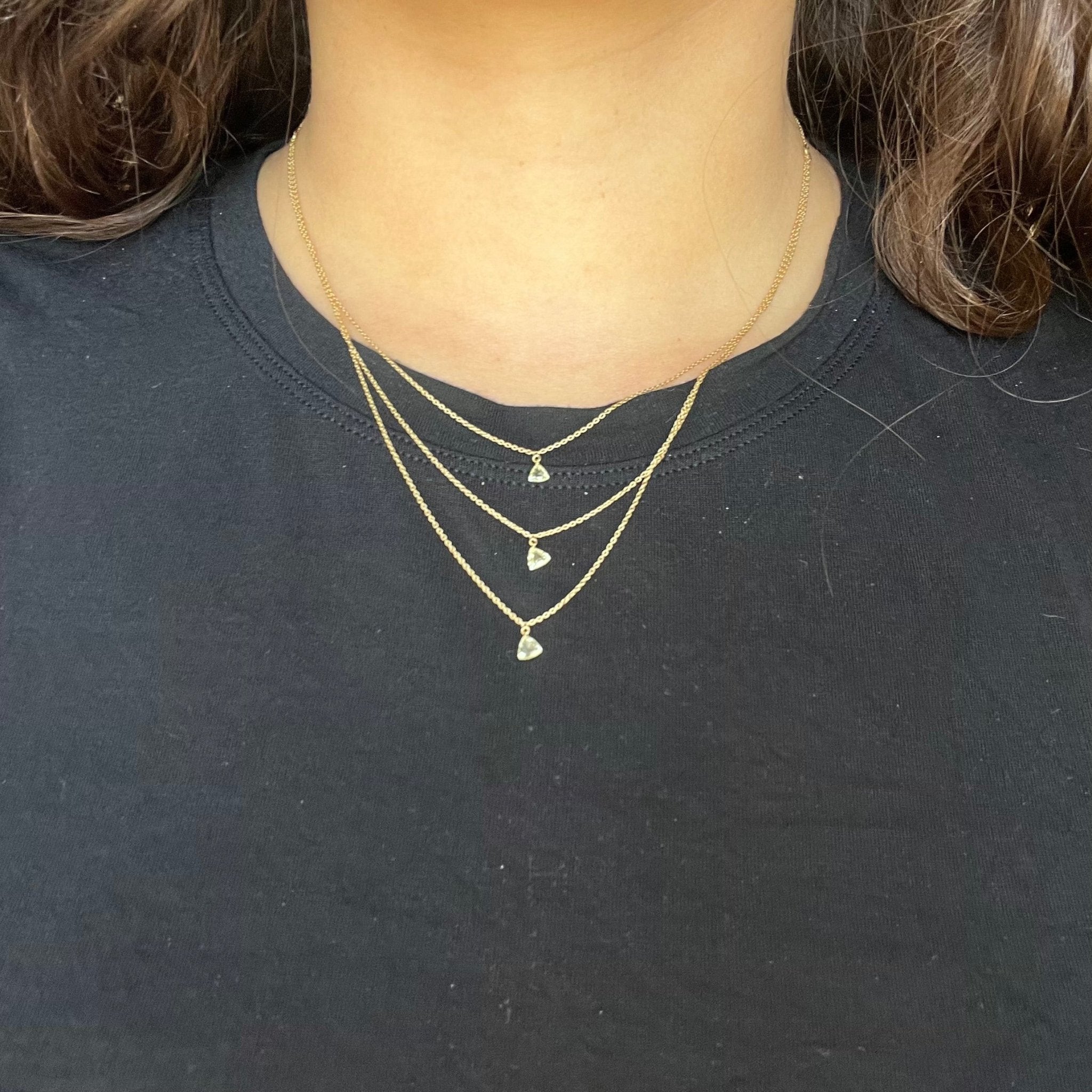 .67ctw Triangle Rose Cut Diamond Triple Strand Necklace