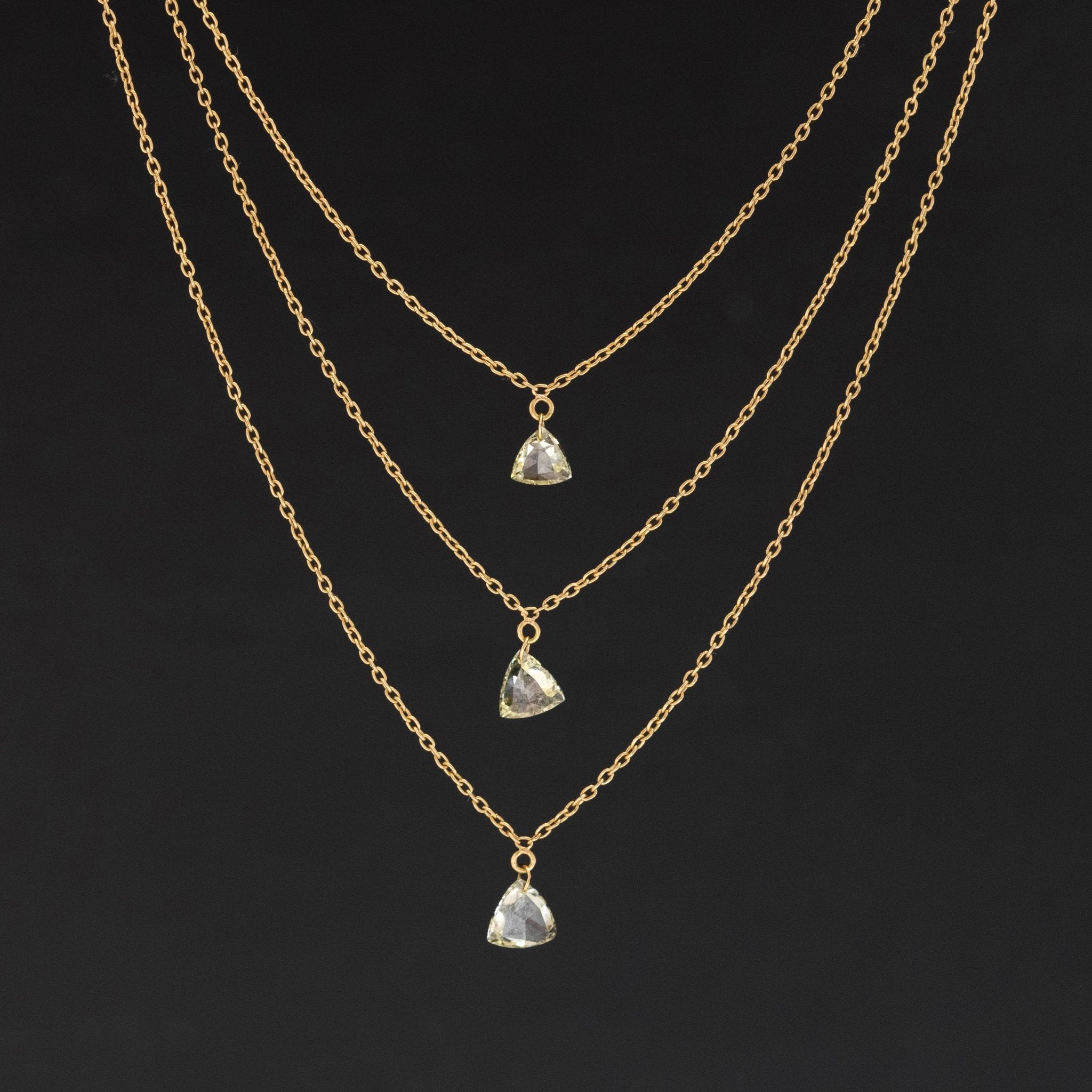 .67ctw Triangle Rose Cut Diamond Triple Strand Necklace