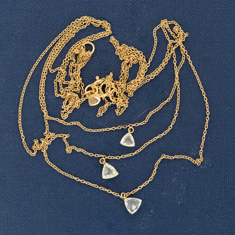 .67ctw Triangle Rose Cut Diamond Triple Strand Necklace