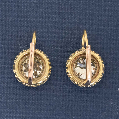 6.81ctw Antique Old European Cut Diamond Dormeuse Bezel Earrings