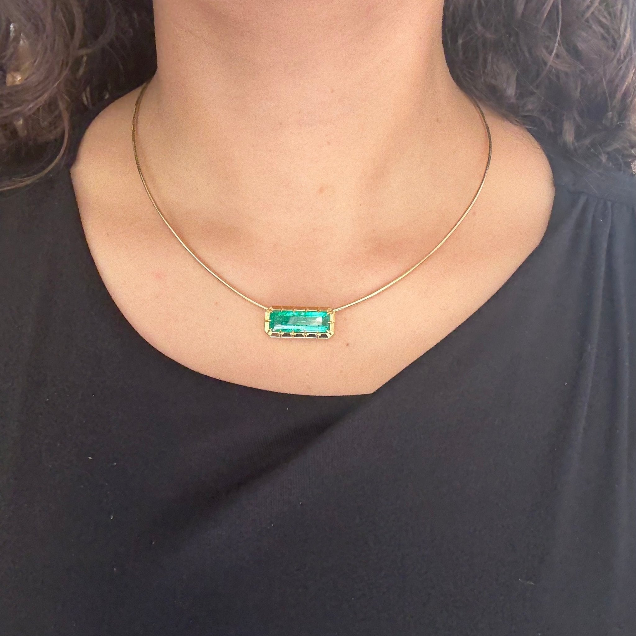 6.83ct Emerald Collet Slider Pendant, GIA