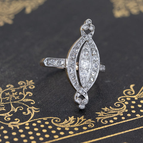 .68ctw Edwardian Diamond Navette Dinner Ring