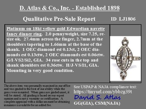 .68ctw Edwardian Diamond Navette Dinner Ring