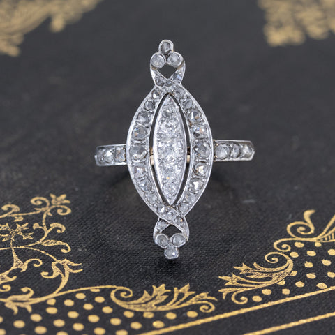 .68ctw Edwardian Diamond Navette Dinner Ring