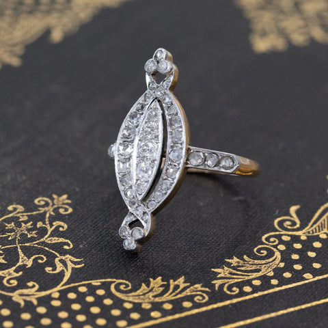 .68ctw Edwardian Diamond Navette Dinner Ring