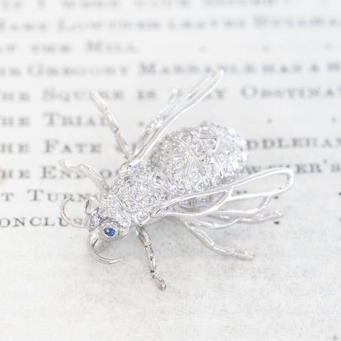 .68ctw Vintage Diamond & Sapphire Bee Brooch