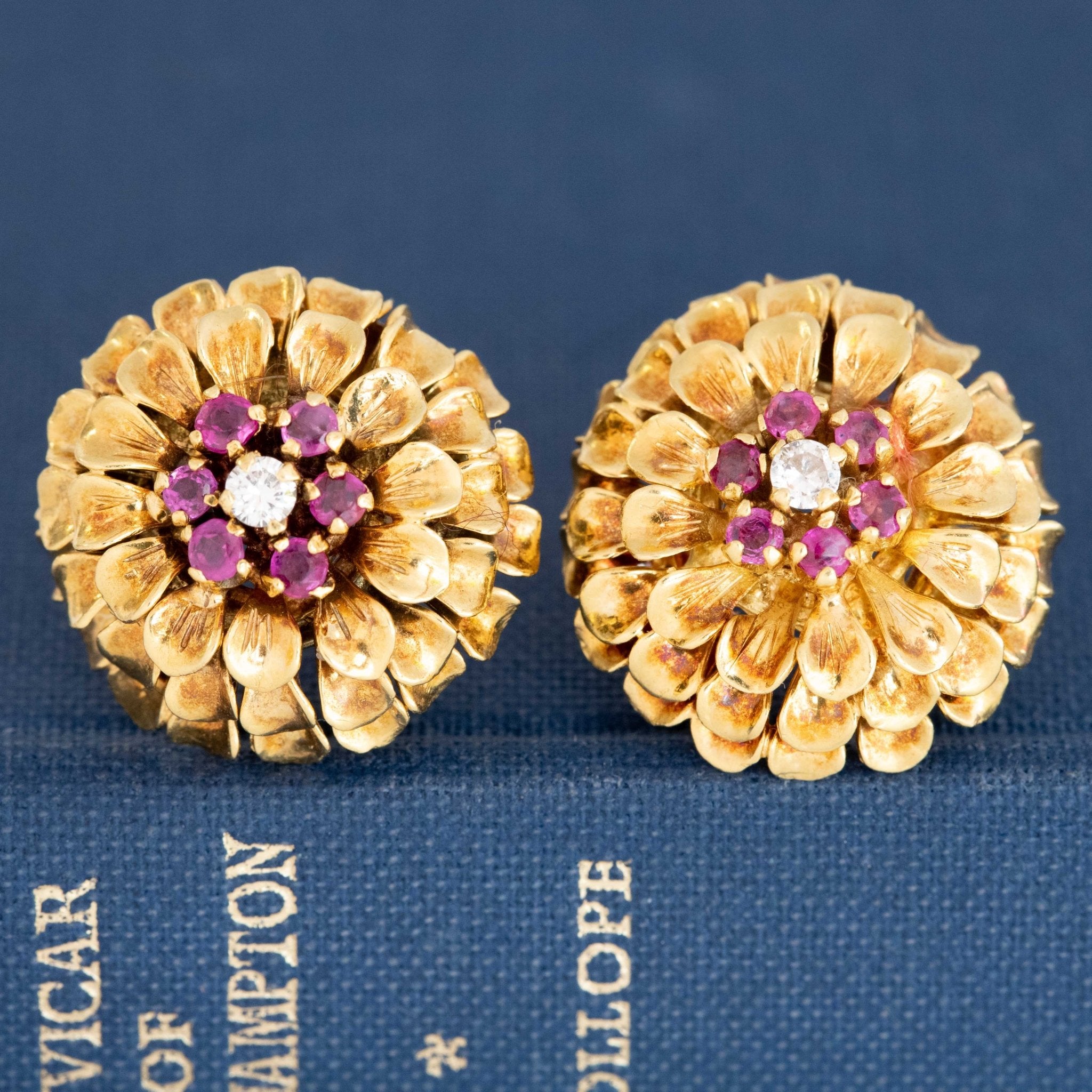 .68ctw Vintage Ruby Floral Earrings, by Tiffany & Co.