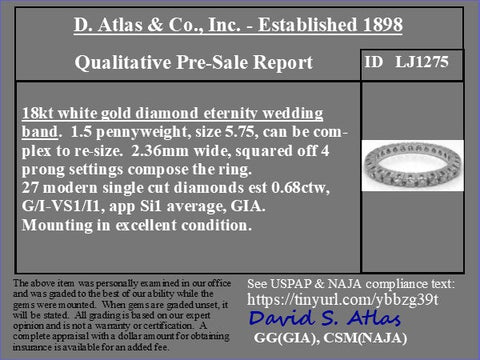 .68ctw Vintage Single Cut Diamond Eternity Band