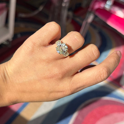 6.99ctw Old Mine Cut Diamond Trilogy Ring, GIA