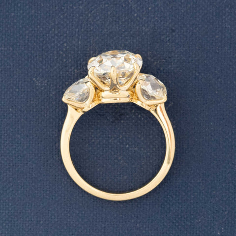 6.99ctw Old Mine Cut Diamond Trilogy Ring, GIA