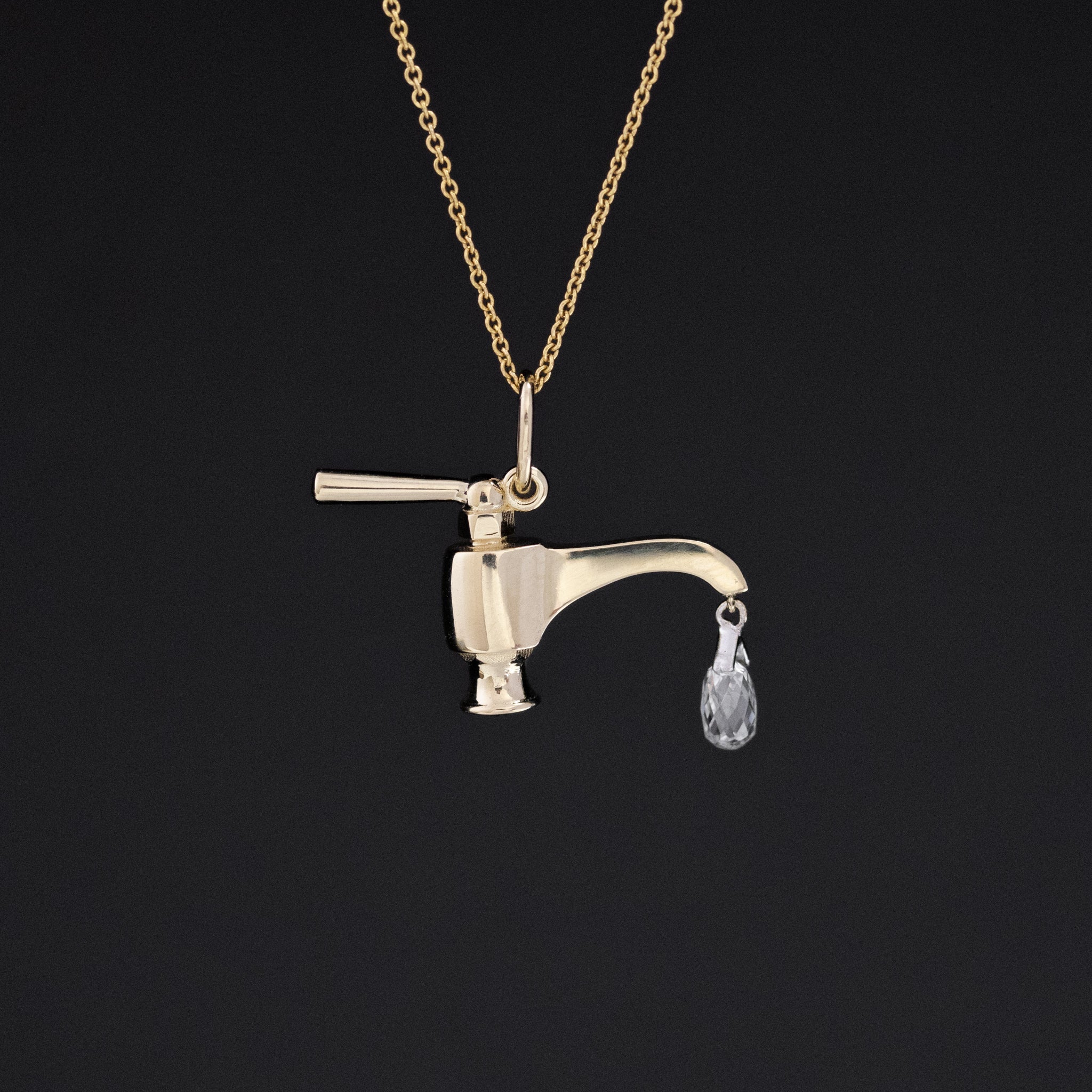 .69ct Briolette Cut Diamond Faucet Pendant, 14kt Yellow Gold