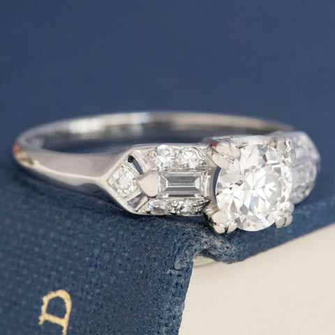 .69ctw Vintage Transitional Cut Diamond Trilogy Ring