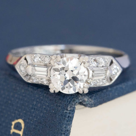 .69ctw Vintage Transitional Cut Diamond Trilogy Ring