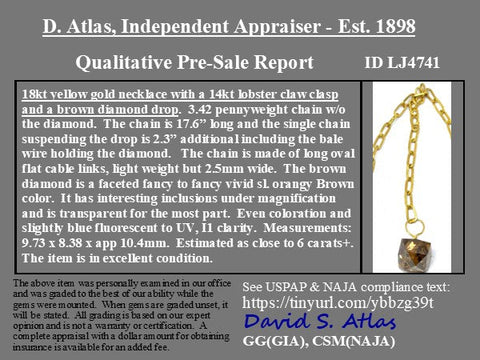 6ct (est) Octahedron Diamond Drop Lariat