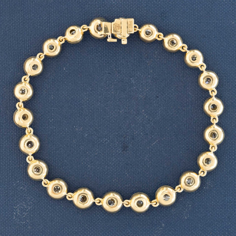 7.06ctw Old European & Old Mine Cut Diamond Compass Bezel Tennis Bracelet
